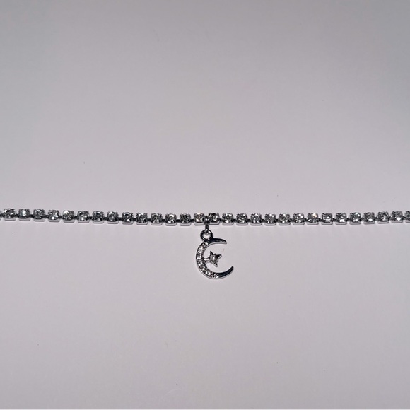 Diamond Ankle Bracelet with Moon Charm - Picture 3 of 7
